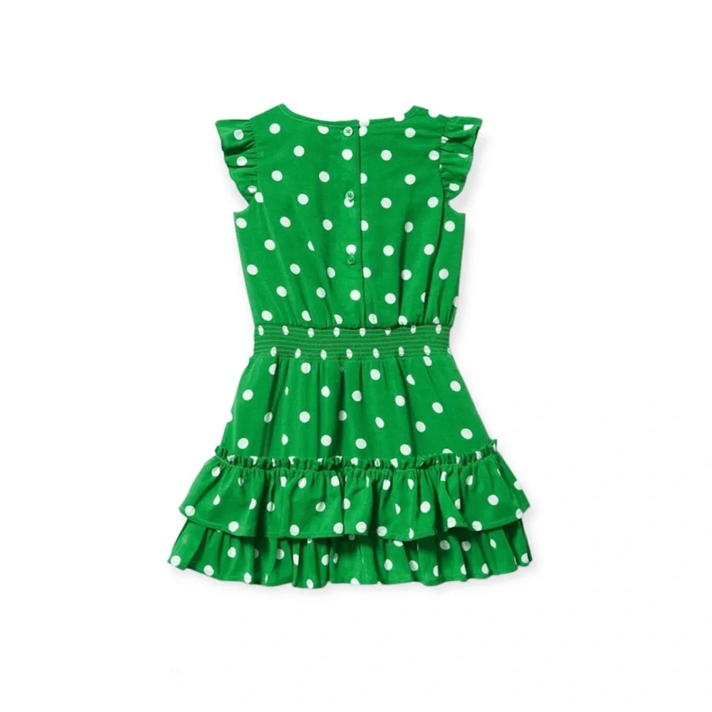 NWOT - Janie and Jack Green Chiffon Dotted Dress & Bloomer Set